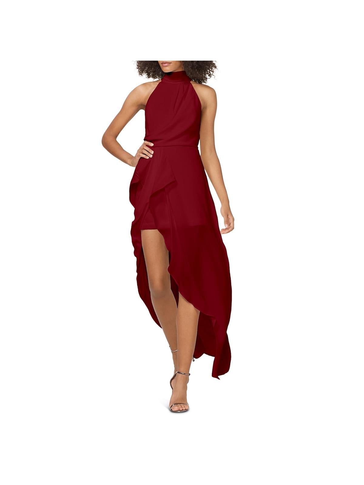 Halston Heritage Womens Mock Neck Hi-Low Wrap Dress Red 6 - Walmart.com